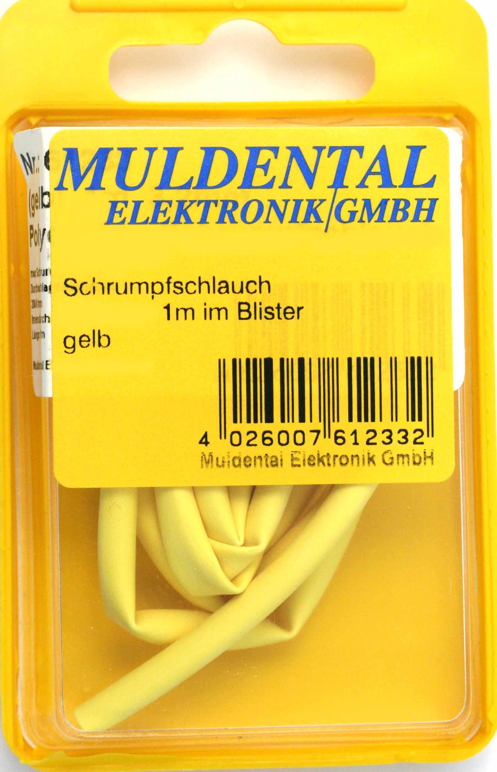 Schrumpfschlauch 1,2 mm |
gelb, verpackt, 1 m, polyolefin, 
selbst verlöschend, Rate 2:1